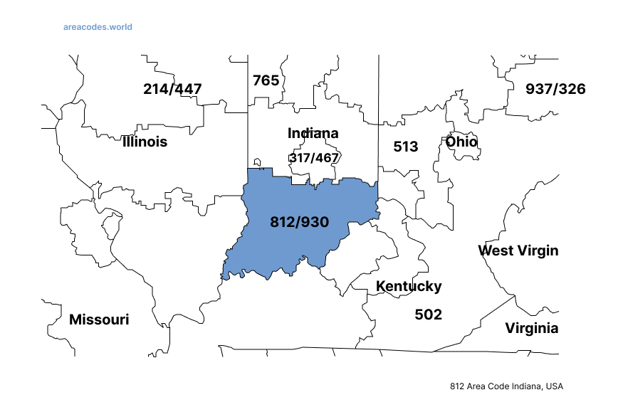 812 Area Code - Location map, cities, time zone, and more
